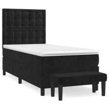 vidaXL fekete bársony rugós ágy matraccal 90x190 cm (3138057) ágy és ágykellék