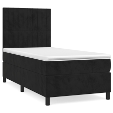 vidaXL fekete bársony rugós ágy matraccal 90x190 cm (3143117) ágy és ágykellék