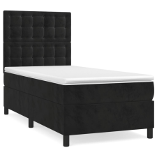 vidaXL fekete bársony rugós ágy matraccal 90x190 cm (3143237) ágy és ágykellék
