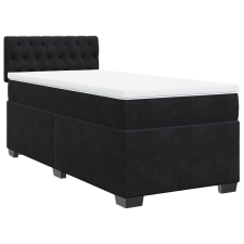 vidaXL fekete bársony rugós ágy matraccal 90x190 cm (3286194) ágy és ágykellék