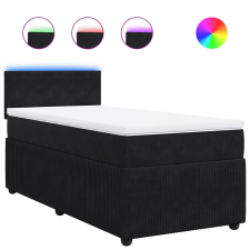 vidaXL fekete bársony rugós ágy matraccal 90x190 cm (3289910) ágy és ágykellék