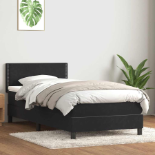 vidaXL fekete bársony rugós ágy matraccal 90x210 cm ágy és ágykellék
