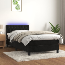 vidaXL fekete bársony rugós és LED-es ágy matraccal 100x200 cm ágy és ágykellék