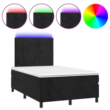 vidaXL fekete bársony rugós és LED-es ágy matraccal 120x200 cm (3136235) ágy és ágykellék