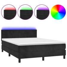 vidaXL fekete bársony rugós és LED-es ágy matraccal 140x190 cm (3134461) ágy és ágykellék