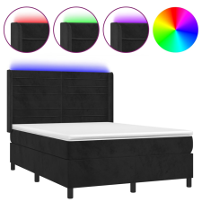 vidaXL fekete bársony rugós és LED-es ágy matraccal 140x190 cm (3139621) ágy és ágykellék