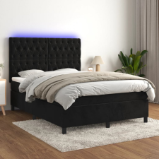 vidaXL fekete bársony rugós és LED-es ágy matraccal 140x200 cm ágy és ágykellék
