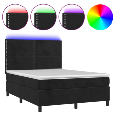 vidaXL fekete bársony rugós és LED-es ágy matraccal 140x200 cm (3136067) ágy és ágykellék