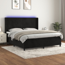 vidaXL fekete bársony rugós és LED-es ágy matraccal 160x200 cm ágy és ágykellék
