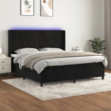 vidaXL fekete bársony rugós és LED-es ágy matraccal 160x200 cm ágy és ágykellék
