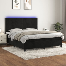 vidaXL fekete bársony rugós és LED-es ágy matraccal 160x200 cm ágy és ágykellék