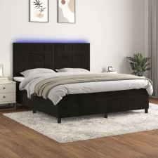 vidaXL fekete bársony rugós és LED-es ágy matraccal 180x200 cm ágy és ágykellék