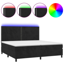 vidaXL fekete bársony rugós és LED-es ágy matraccal 200x200 cm (3136085) ágy és ágykellék