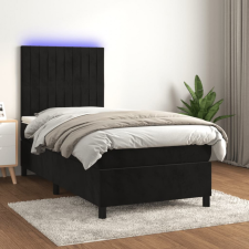 vidaXL fekete bársony rugós és LED-es ágy matraccal 80 x 200 cm ágy és ágykellék