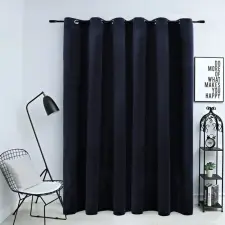 vidaXL Fekete bársony sötétítőfüggöny fémkarikákkal 290 x 245 cm lakástextília