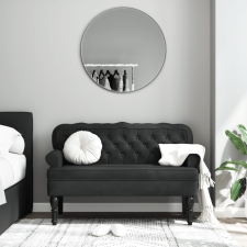 vidaXL fekete bársonypad háttámlával 119,5 x 64,5 x 75 cm bútor