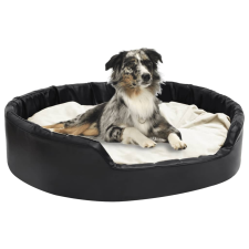 vidaXL fekete-bézs plüss és műbőr kutyaágy 99 x 89 x 21 cm kutyafelszerelés