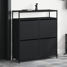 vidaXL fekete cipőszekrény 4 kihajtható fiókkal 100 x 34 x 112 cm bútor