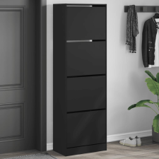 vidaXL fekete cipőszekrény 4 kihajtható fiókkal 60 x 34 x 187,5 cm bútor