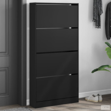 vidaXL Fekete cipőszekrény 4 kihajtható fiókkal 80 x 21 x 163,5 cm bútor