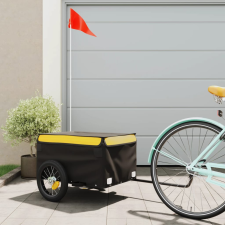vidaXL fekete-citromsárga vas teherszállító kerékpár utánfutó 30 kg kerékpár utánfutó
