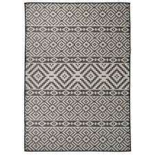 vidaXL fekete csíkos lapos szövésű kültéri szőnyeg 120 x 170 cm lakástextília