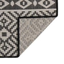 vidaXL fekete csíkos lapos szövésű kültéri szőnyeg 140 x 200 cm (340852) lakástextília