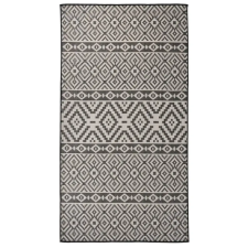 vidaXL Fekete csíkos lapos szövésű kültéri szőnyeg 80 x 150 cm lakástextília