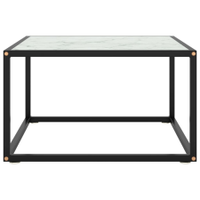 vidaXL fekete dohányzóasztal fehér márvány mintás üveggel 60x60x35 cm (322873) bútor