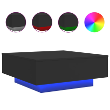 vidaXL fekete dohányzóasztal LED-lámpákkal 80 x 80 x 31 cm (836589) bútor
