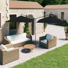 vidaXL fekete dupla napernyő acélrúddal 600 x 300 cm kerti bútor