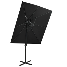 vidaXL fekete dupla tetejű konzolos napernyő 250 x 250 cm kerti bútor