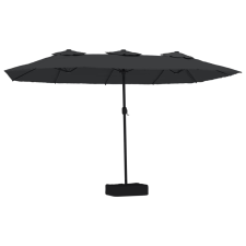 vidaXL fekete dupla tetős napernyő LED-ekkel 449x245 cm kerti bútor