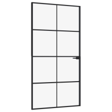 vidaXL fekete edzett üveg és alumínium vékony beltéri ajtó 102x201,5cm (153665) nyílászáró