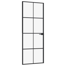 vidaXL fekete edzett üveg és alumínium vékony beltéri ajtó 76x201,5 cm (153662) nyílászáró