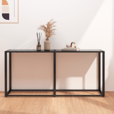 vidaXL fekete edzett üveg tálalóasztal 160 x 35 x 75,5 cm bútor