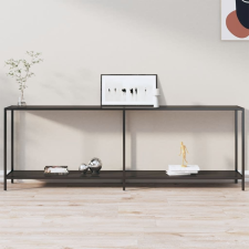 vidaXL fekete edzett üveg tálalóasztal 220 x 35 x 75,5 cm bútor