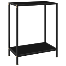 vidaXL fekete edzett üveg tálalóasztal 60 x 35 x 75 cm bútor