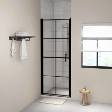 vidaXL Fekete edzett üveg zuhanyajtó 91 x 195 cm kád, zuhanykabin