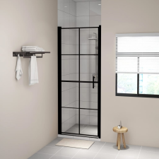 vidaXL fekete edzett üveg zuhanyajtók 81 x 195 cm kád, zuhanykabin