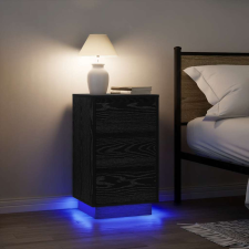 vidaXL fekete éjjeliszekrény LED-világítással 38x34x65 cm bútor