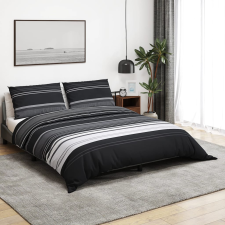 vidaXL fekete és fehér ágyneműhuzat-garnitúra 200x200 cm pamut lakástextília