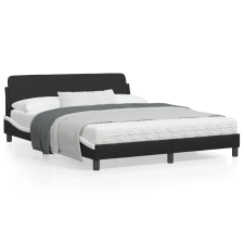 vidaXL fekete és fehér műbőr ágykeret fejtámlával 160 x 200 cm ágy és ágykellék