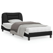 vidaXL fekete és fehér műbőr ágykeret fejtámlával 90x190 cm ágy és ágykellék