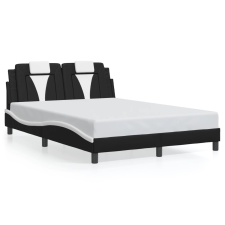 vidaXL fekete és fehér műbőr ágykeret LED-világítással 140 x 190 cm ágy és ágykellék