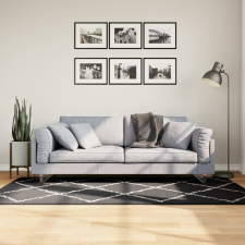 vidaXL Fekete és krém hosszú szálú bozontos modern szőnyeg 100 x 200cm lakástextília