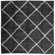 vidaXL fekete és krém hosszú szálú bozontos modern szőnyeg 120 x 120cm (375409) lakástextília