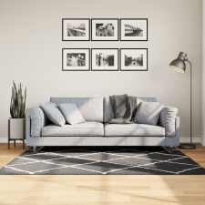 vidaXL fekete és krém hosszú szálú bozontos modern szőnyeg 120 x 170cm lakástextília