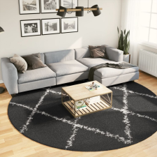 vidaXL Fekete és krém hosszú szálú bozontos modern szőnyeg Ø 280 cm lakástextília