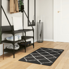 vidaXL fekete és krém hosszú szálú bozontos modern szőnyeg 60x110 cm lakástextília